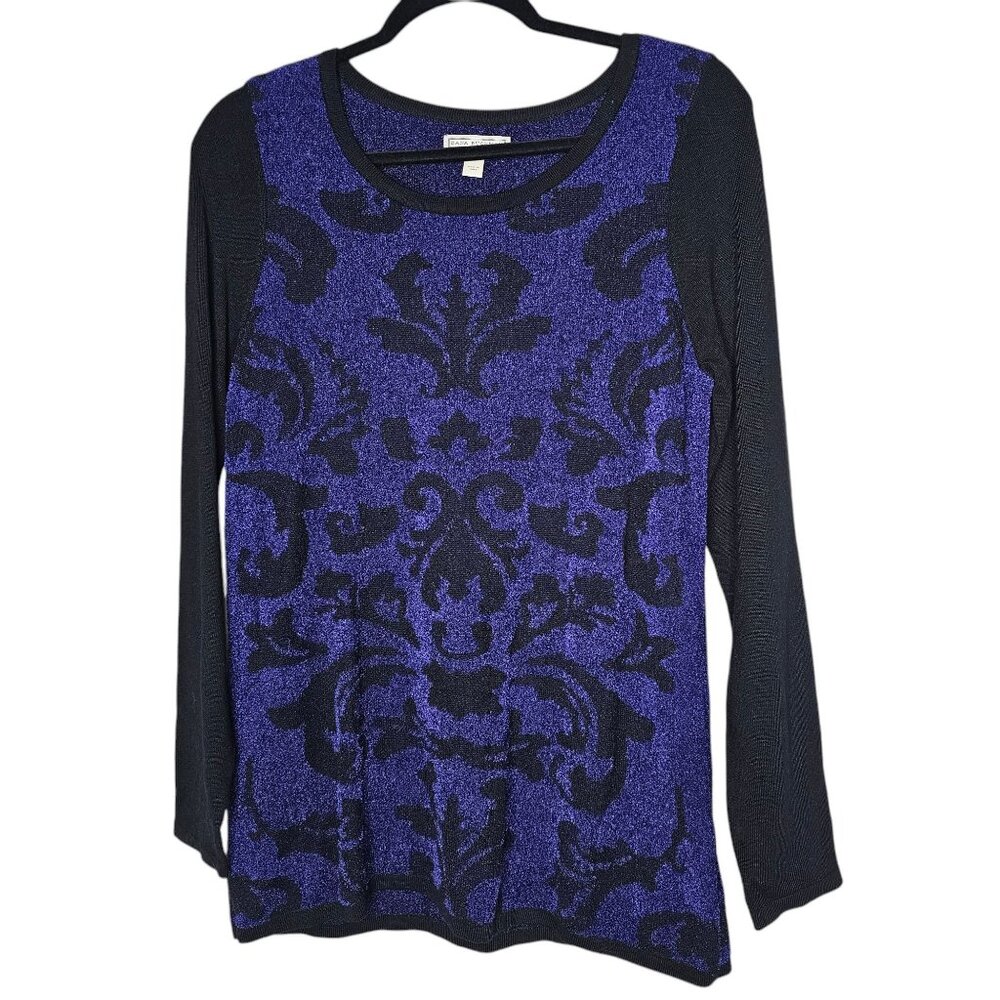 ⭐️Y2k WhimsiGoth Size Medium Purple Black Baroque Soft Knit Long Sleeve Sweater